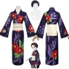 WOLWES Anime Tamayo Cosplay Costume Tenue Demon Slayer Kanroji Mitsuri Uniforme Robes Kimono Perruque Ensemble Complet Hallow