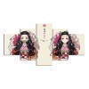 SINGLEAART Modulaire Impressions sur Toile, 5 Tableau Peinture, Nezuko, Demon Slayer, 150×80 cm avec Cadre, pour Chambre de F