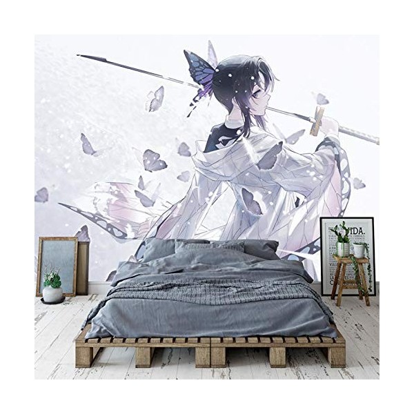 Papier peint manga Anime Demon Slayer 3D Couleur mural Personnalisé 3D pour Salon Chambre Décoration Murale-208x146cm WxH 