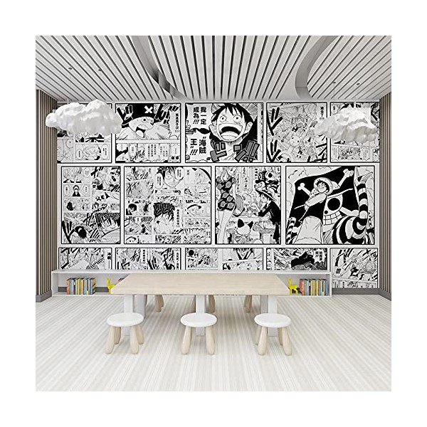 Papier peint Anime Demon Slayer 3d mur de fond de chevet chambre noir et blanc-208x146cm LxH 