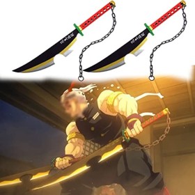 Sabre Demon Slayer,Épée Danime en Bambou Uzui Tengen Anime Samouraï Epée Bois Katana Épée Prop Demon Slayer Cosplay Enfants 