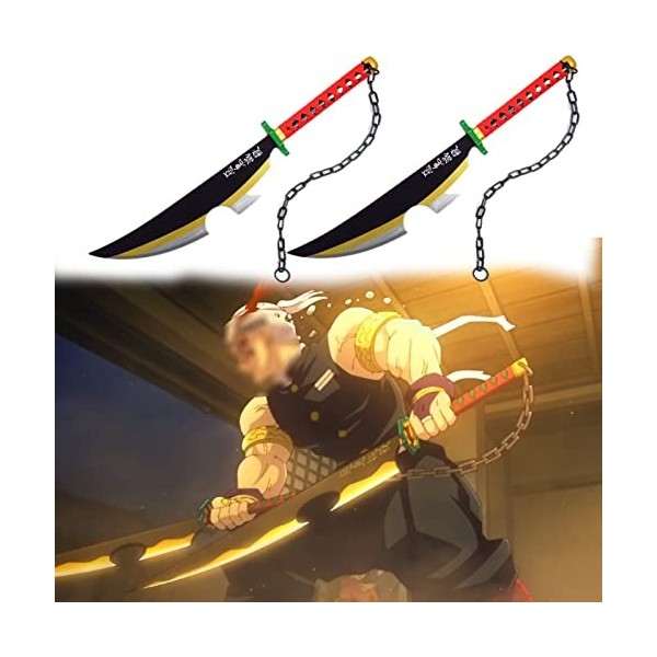 Sabre Demon Slayer,Épée Danime en Bambou Uzui Tengen Anime Samouraï Epée Bois Katana Épée Prop Demon Slayer Cosplay Enfants 