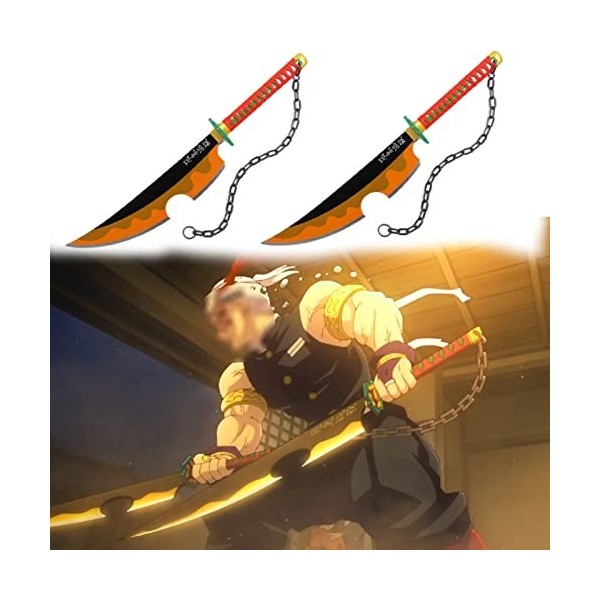 Sabre Demon Slayer,Épée Danime en Bambou Uzui Tengen Anime Samouraï Epée Bois Katana Épée Prop Demon Slayer Cosplay Enfants 