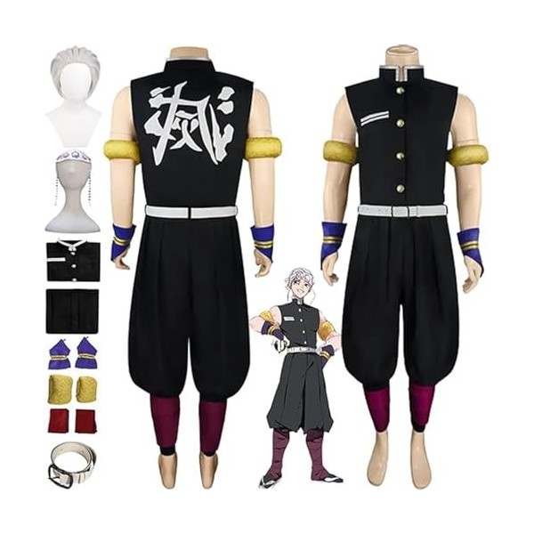NIKKHO Demon Slayer Cosplay Costume, Personnage dAnime Uzui Tengen Cosplay Kimono Ensemble, Uniforme de fête dhalloween, Pe