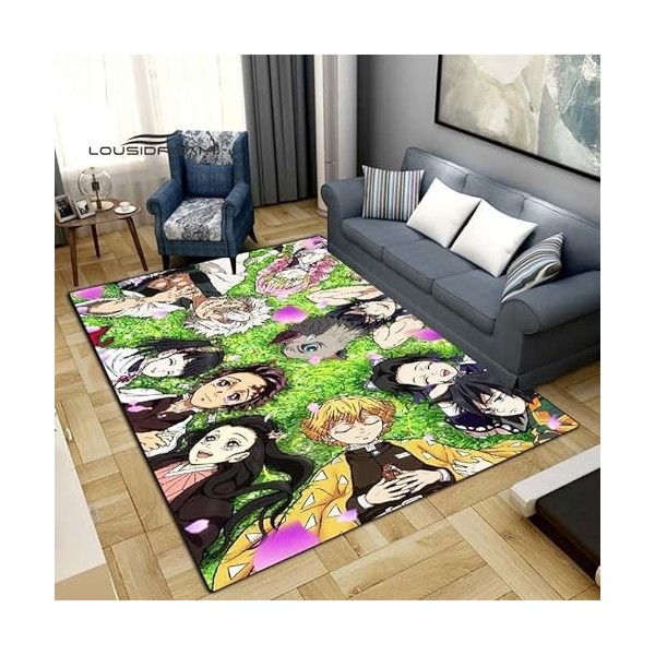 BGAFAG Demon Slayer Mode Tapis Anime 3D Imprimé pour Salon Chambre Grand Tapis Doux Maison Enfants Chambre Mignon Tapis De So