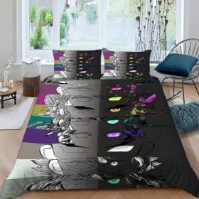 POCHY Housse de Couette 240 X 260 - Demon Slayer Manga imprimée 3D Housse de Couette 240 X 260 cm et 2 taies doreiller 50x75