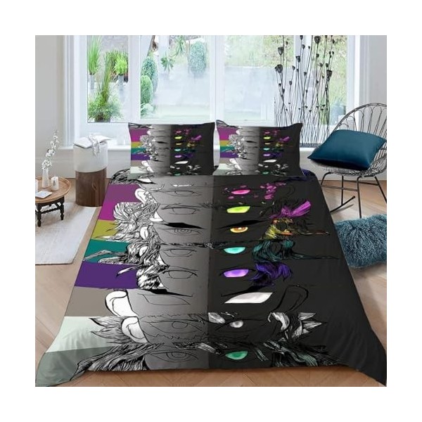 POCHY Housse de Couette 240 X 260 - Demon Slayer Manga imprimée 3D Housse de Couette 240 X 260 cm et 2 taies doreiller 50x75