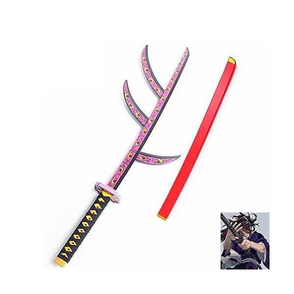 YYHH 104cm Kokushibou Demon Slayer Katana, Anime Cosplay Lame en Bois Épée de Samouraï, Halloween pour Le Jeu de rôle Jouets 