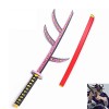 YYHH 104cm Kokushibou Demon Slayer Katana, Anime Cosplay Lame en Bois Épée de Samouraï, Halloween pour Le Jeu de rôle Jouets 