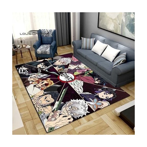 BGAFAG Demon Slayer Mode Tapis Anime 3D Imprimé pour Salon Chambre Grand Tapis Doux Maison Enfants Chambre Mignon Tapis De So
