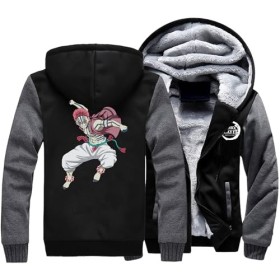 JUVENIL Dem-on Slay-er Veste Hiver Homme,Blousons Patchwork Entièrement Zippé,Manteaux Chaude Epaisse,pour Automne Sports-Bla