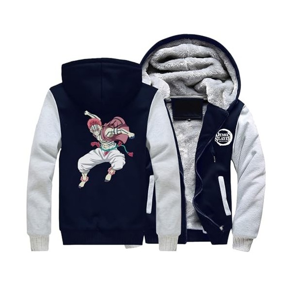 JUVENIL Dem-on Slay-er Veste Hiver Homme,Blousons Patchwork Entièrement Zippé,Manteaux Chaude Epaisse,pour Automne Sports-Bla