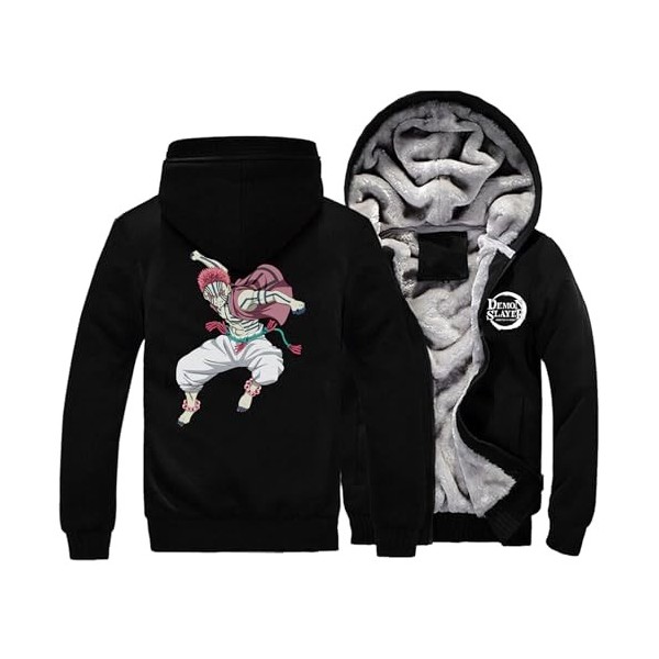 JUVENIL Dem-on Slay-er Veste Hiver Homme,Blousons Patchwork Entièrement Zippé,Manteaux Chaude Epaisse,pour Automne Sports-Bla