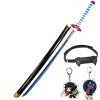 Uvency Démon Slayer Lame Rengoku Kyoujurou Cos Épées En Bois Amoureux de LAnime Cosplay Katanas Arme Bois Épée Objets de Col