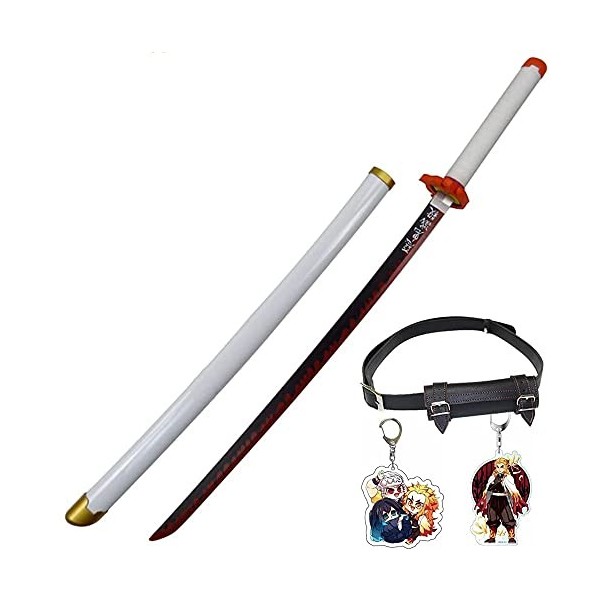 Uvency Démon Slayer Lame Rengoku Kyoujurou Cos Épées En Bois Amoureux de LAnime Cosplay Katanas Arme Bois Épée Objets de Col