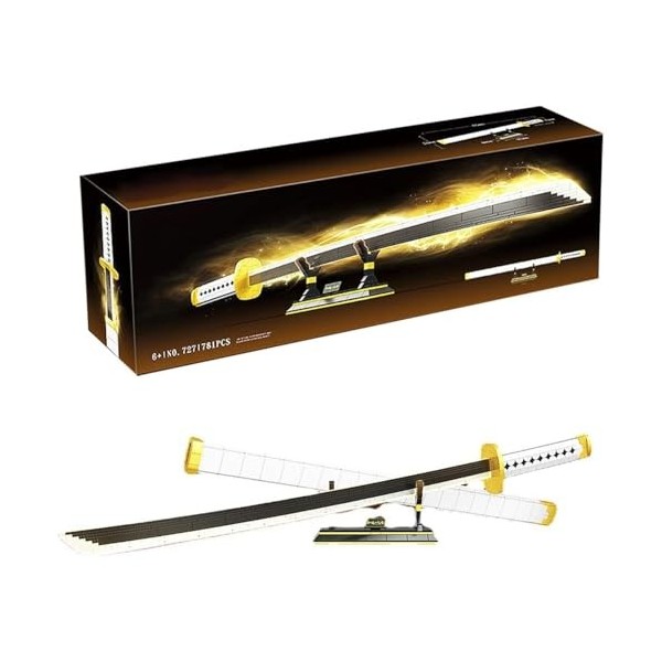 Modèle de bloc de construction dépée Demon Slayer, épée Kokushibo Kyokokukamusari, 789 pièces, ensemble dépée de samouraï d