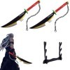 2pcs Anime Samurai Epée Demon Slayer avec Porte-Couteau À 3 Niveaux,Uzui Tengen Anime Samouraï Epée Bois Katana Épée Prop Dem