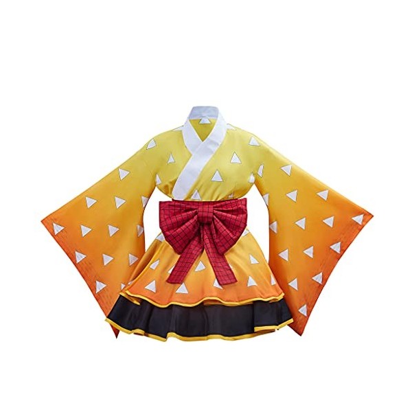 Fortunehouse Demon Slayer Zenitsu Agatsuma Cosplay Kimono Zenkoi Cosplay Costume pour Halloween