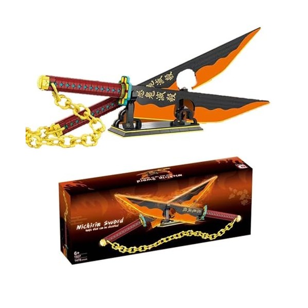 Demon Slayer Kit De Construction Ninja Katana, Uzui Tengen Sword Anime Samouraï Épée Décorative avec Support Dépée Et Modèle