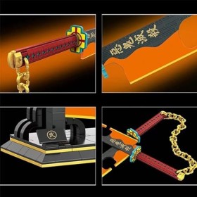 Demon Slayer Kit De Construction Ninja Katana, Uzui Tengen Sword Anime Samouraï Épée Décorative avec Support Dépée Et Modèle