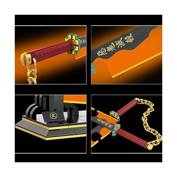 Demon Slayer Kit De Construction Ninja Katana, Uzui Tengen Sword Anime Samouraï Épée Décorative avec Support Dépée Et Modèle