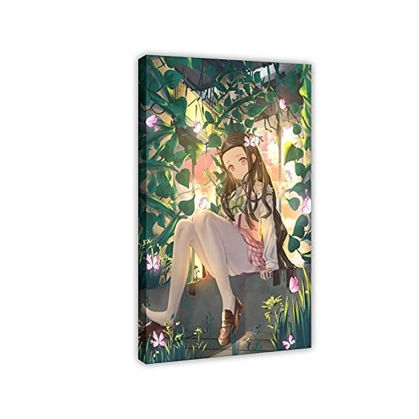 Poster animé Demon Slayer Kamado Nezuko 3 sur toile, décoration murale, pour salon, chambre à coucher, cadre : 40 × 60 cm