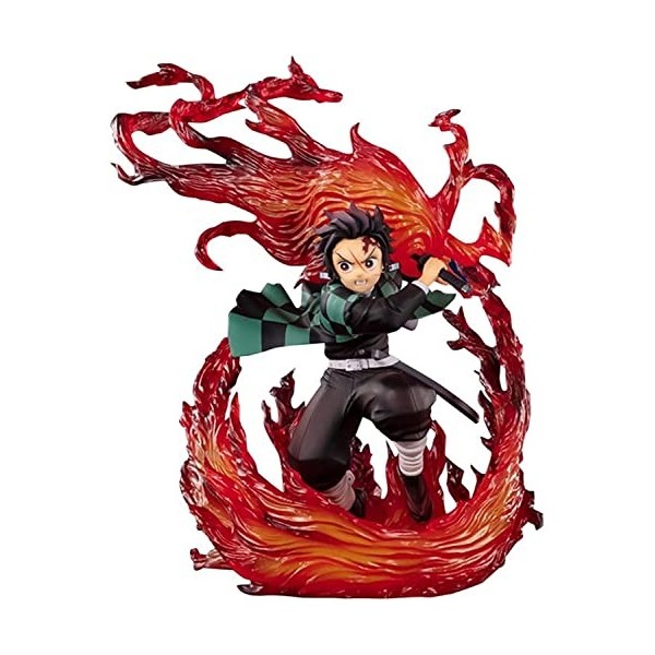 THAWR Demon Slayer Anime Figure Kimetsu no Yaiba Flame Fight Tanjiro Kamado Figure Anime Collection Model 25cm Cartoon Figure