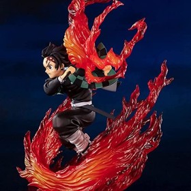 THAWR Demon Slayer Anime Figure Kimetsu no Yaiba Flame Fight Tanjiro Kamado Figure Anime Collection Model 25cm Cartoon Figure