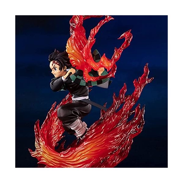 THAWR Demon Slayer Anime Figure Kimetsu no Yaiba Flame Fight Tanjiro Kamado Figure Anime Collection Model 25cm Cartoon Figure