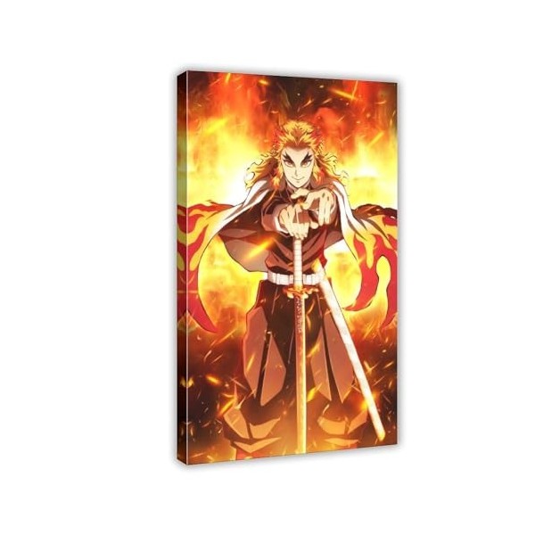 Kyojuro Rengoku Demon Slayer Poster 1 affiche sur toile pour décoration murale de salon, chambre à coucher, style cadre, 40 x