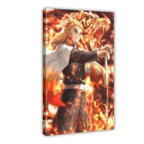 Kyojuro Rengoku Poster sur toile Demon Slayer 3 - Décoration de chambre à coucher, bureau, chambre, cadeau, style cadre - 40 