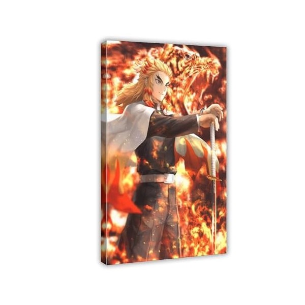 Kyojuro Rengoku Poster sur toile Demon Slayer 3 - Décoration de chambre à coucher, bureau, chambre, cadeau, style cadre - 40 