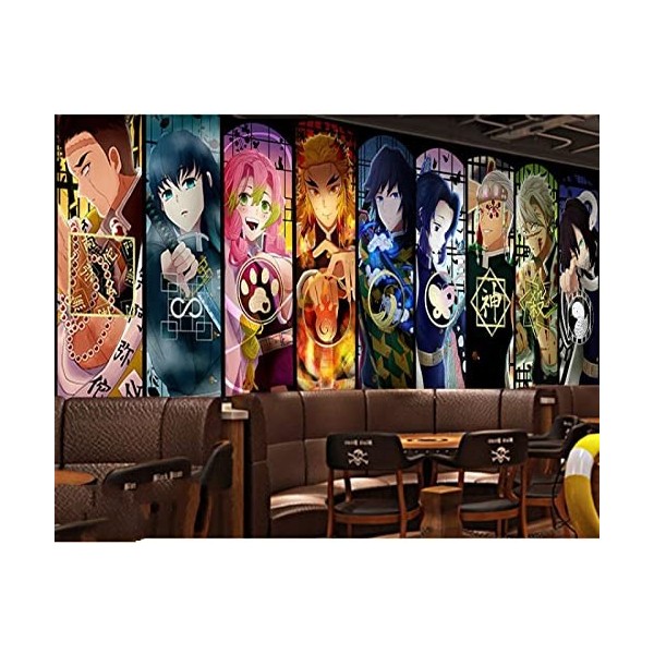 Papier peint Anime Manga Demon Slayer Couleur 3D Garçons Chambre Internet Café Gym Fond Décoration Murale-208*146CM