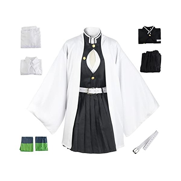 YEAJION Kanroji Mitsuri Cosplay Costume Complet avec Perruque Demon Slayer Anime Cosplay Costume Kimono Halloween Carnaval Fê