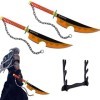 2pcs Anime Samurai Epée Demon Slayer avec Porte-Couteau À 3 Niveaux,Uzui Tengen Anime Samouraï Epée Bois Katana Épée Prop Dem