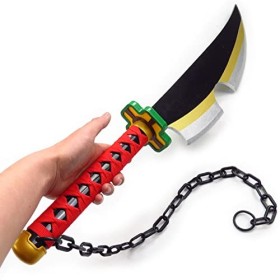 2pcs Anime Samurai Epée Demon Slayer avec Porte-Couteau À 3 Niveaux,Uzui Tengen Anime Samouraï Epée Bois Katana Épée Prop Dem