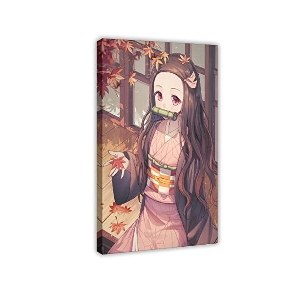 MJKO Poster Demon Slayer Kamado Nezuko sur toile pour décoration de chambre à coucher ou bureau 40 x 60 cm