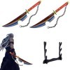 2pcs Anime Samurai Epée Demon Slayer avec Porte-Couteau À 3 Niveaux,Uzui Tengen Anime Samouraï Epée Bois Katana Épée Prop Dem