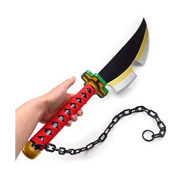 2pcs Anime Samurai Epée Demon Slayer avec Porte-Couteau À 3 Niveaux,Uzui Tengen Anime Samouraï Epée Bois Katana Épée Prop Dem