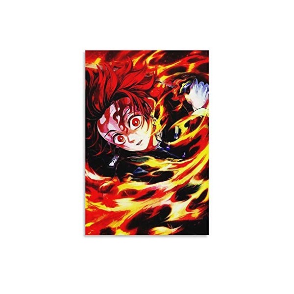 yique Affiche décorative sur toile représentant un démon Slayer Tanjiro - 60 x 40 cm