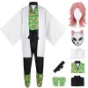 YEAJION Sabito Cosplay Costume Complet avec Masques et Perruque Anime Demon Slayer Sabito Cosplay Costume Kimetsu no Yaiba Ki