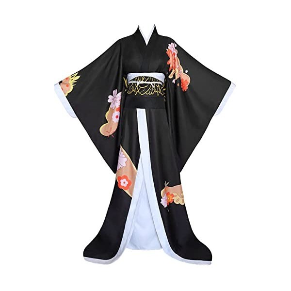 MengXin Anime Demon Slayer Kimetsu No Yaiba Cosplay Costumes Kibutsuji Muzan pour femmes Kimono dHalloween taille L, noir 