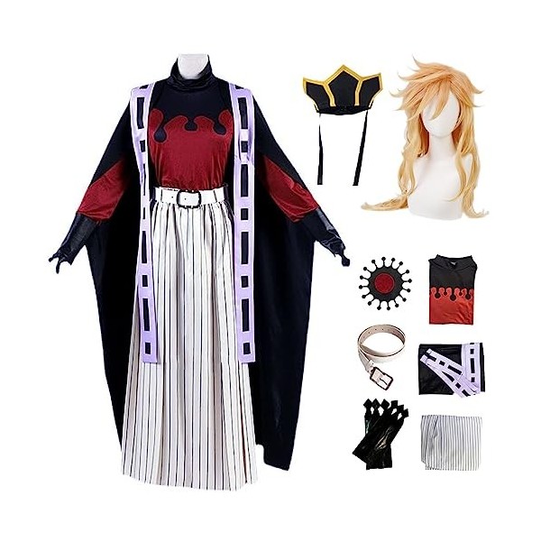 YEAJION Douma Cosplay Costume Complet avec Chapeaux et Perruque Anime Demon Slayer Douma Cosplay Costume Kimetsu no Yaiba Kim