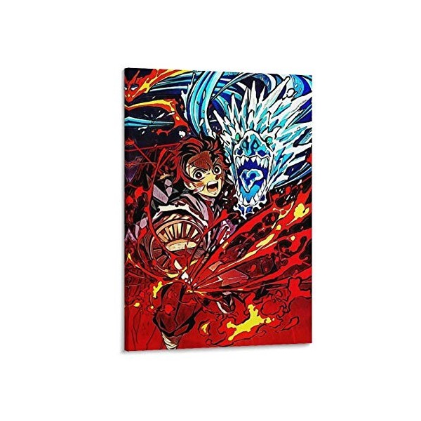 yique Impression sur toile Demon Slayer Tanjiro - Décoration murale moderne - 60 x 40 cm