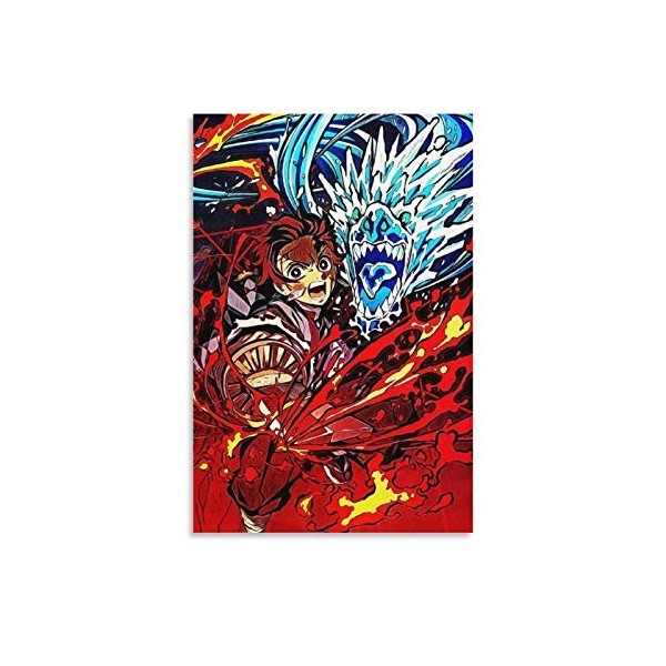 yique Impression sur toile Demon Slayer Tanjiro - Décoration murale moderne - 60 x 40 cm