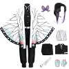 YEAJION Femme Costume de Kochou Shinobu avec Accessoires Set Déguisement de Demon Slayer Anime Cosplay Costume Kimono Hallowe