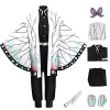 YEAJION Femme Costume de Kochou Shinobu avec Accessoires Set Déguisement de Demon Slayer Anime Cosplay Costume Kimono Hallowe