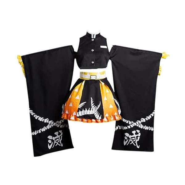 Anime Demon Slayer Agatsuma Zenitsu Costume de cosplay pour femme Kimono dHalloween personnalisé taille M 