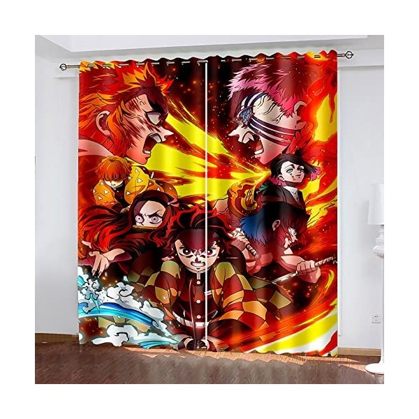 ILLUMAX Dem-on Slay-ER Rideaux Occultant, Rideaux Impr Isolant Anti-UV, Rideaux Réduction du Bruit-Multicolor 2||W183 cm x H2