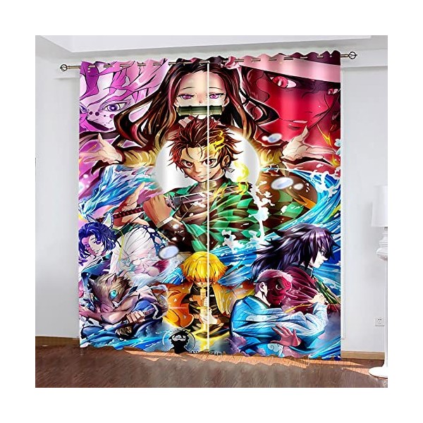 ILLUMAX Dem-on Slay-ER Rideaux Occultant, Rideaux Impr Isolant Anti-UV, Rideaux Réduction du Bruit-Multicolor 2||W183 cm x H2